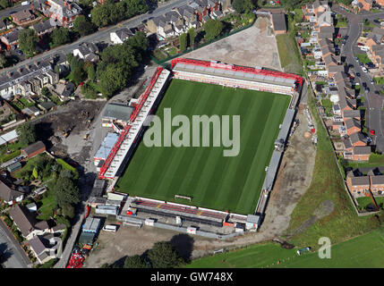 Vue aérienne de Accrington Stanley Club Football ground stadium, Lancashire, UK Banque D'Images