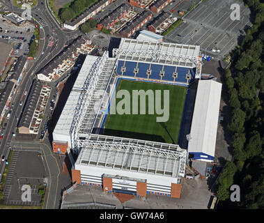 Vue aérienne du terrain de football de Blackburn Rovers Ewood Park Stadium, UK Banque D'Images