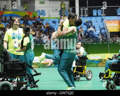 Rio de Janeiro, Brésil. 12 Septembre, 2016. Jeux Paralympiques de Rio 2016 Médaille d'or de paires finale entre le Brésil et la Corée. Credit : PhotoAbility/Alamy Live News Banque D'Images
