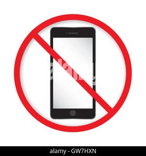 Non, portable, téléphone, signe, icône, blanc, appel, mobile, illustration, rouge, stop, attention, symbole, vecteur, interdit, la communication Illustration de Vecteur