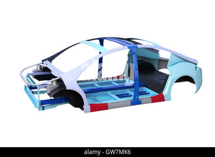 Corps et le châssis du véhicule électrique isolé sur fond blanc. Le rendu 3d image. Banque D'Images