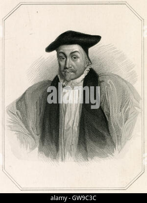 C Antique1850 gravure, William Laud. William Laud (1573-1645) était un évêque et académique. Il était archevêque de Cantorbéry de 1633, au cours de la règle personnelle de Charles I. arrêté en 1640, il fut exécuté en 1645. SOURCE : gravure originale. Banque D'Images