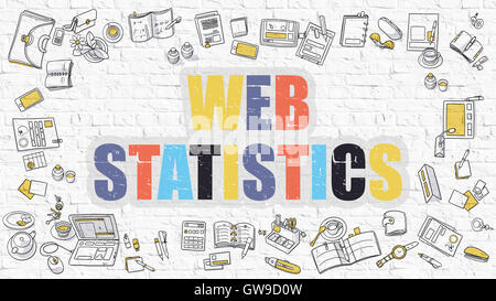 Statistiques Web Concept avec Doodle icônes de design. Banque D'Images