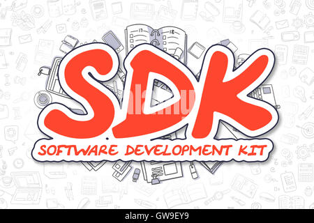 Sdk - Doodle mot rouge. Concept d'entreprise. Banque D'Images