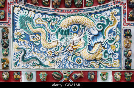 Dragon chinois texture sur le mur, Thaïlande Banque D'Images