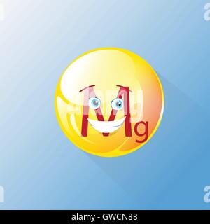 Mg élément chimie Nutrition face sourire l'icône colorée Illustration de Vecteur