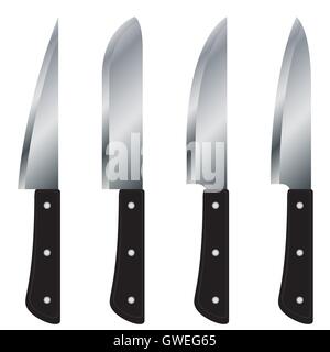 Couteau, cuisine, vector, isolé, blanc, restaurant, Sharp, l'arrière-plan, illustration, noir, chef, d'un objet, le métal, l'équipement, coupé Illustration de Vecteur