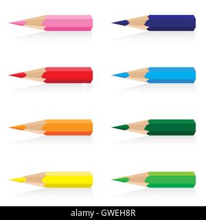 Crayon, crayon de bois, de l'équipement, de l'école, outil, vecteur, illustration, isolés, jaune, objet, dessin, écrire, dessiner, design Illustration de Vecteur