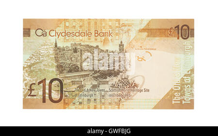 Billets écossais, 10 livres, isolated on white Banque D'Images
