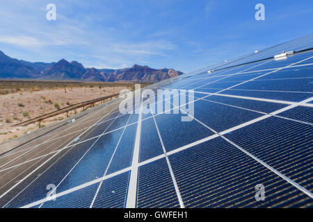 Afficher des panneaux solaires dans le désert de Mojave. Banque D'Images