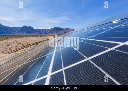 Afficher des panneaux solaires dans le désert de Mojave. Banque D'Images