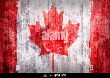 Grunge style drapeau du Canada sur un mur de brique pour le fond Banque D'Images