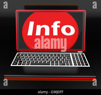 Info sur l'ordinateur portable signifie savoir aider à l'information et de l'aide O Banque D'Images