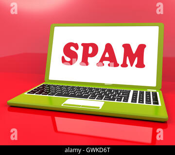 Ordinateur portable montrant le Spamming spam e-mail malveillant et non sollicitées Banque D'Images