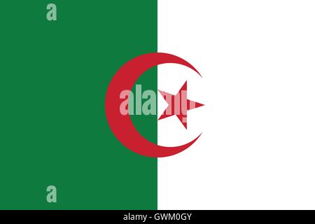 Drapeau de l'Algérie, précise vector illustration, couleurs officielles , la proportion appropriée. Illustration de Vecteur