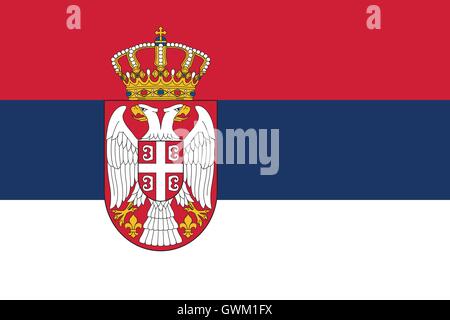 République de Serbie drapeau, couleurs officielles et la proportion exacte, vector illustration. Illustration de Vecteur