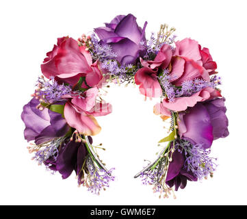 Fleurs de violette hoop, Accessoires de cheveux. Décoration pour la tête de bois blanc Banque D'Images