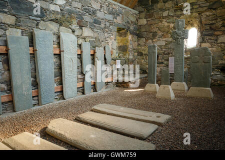 Keills Cross à l'intérieur de Keills Chapel of St Charmaig Banque D'Images