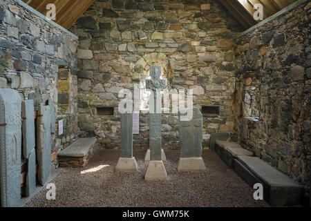 Keills Cross à l'intérieur de Keills Chapel of St Charmaig Banque D'Images