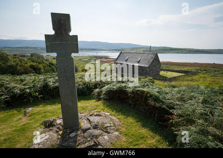 L'extérieur de la Croix Keills Keills 12ème siècle Chapelle de St Charmaig Banque D'Images