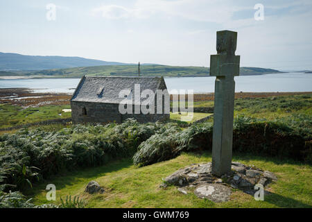 L'extérieur de la Croix Keills Keills 12ème siècle Chapelle de St Charmaig Banque D'Images