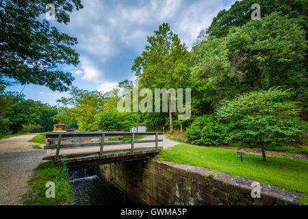 Pont sur le C & O Canal, au Canal Chesapeake & Ohio National Historical Park, Maryland. Banque D'Images