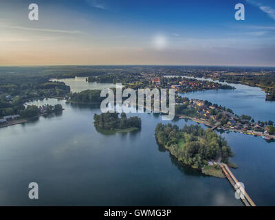 Drone aérien Vue de dessus de Trakai, Lituanie Banque D'Images