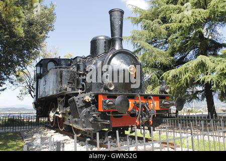 Brescia,Italie,Château de Brescia,la machine à vapeur de 1908,la première locomotive utilisée dans le rail Brescia-Edolo Banque D'Images