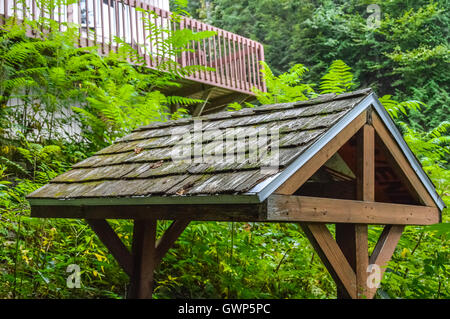 Vieux puits avec de l'eau dans le chalet, Canada Banque D'Images