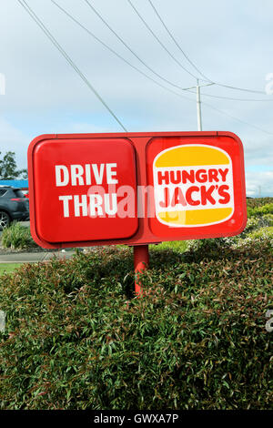 Hungry Jack's Burger King la chaîne de restauration rapide australienne meal drive thru logo Banque D'Images