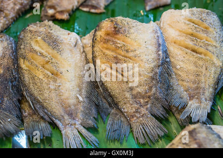 Le tilapia et la carpe frite Banque D'Images