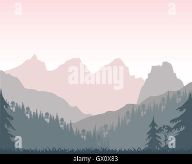 Matin dans la montagne Illustration de Vecteur