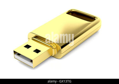 Luxury golden stick usb sur fond blanc Banque D'Images
