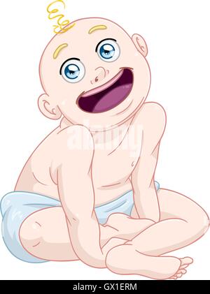 Vector illustration of a cute baby boy sitting and smiling. Illustration de Vecteur