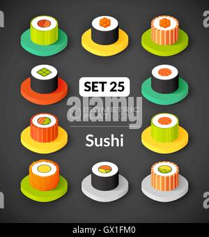 Télévision isométrique icons set 25 Illustration de Vecteur