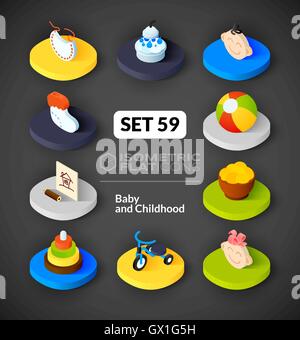 Télévision isométrique icons set 59 Illustration de Vecteur