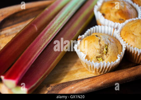 Délicieux chocolat muffins rhubarbe Banque D'Images