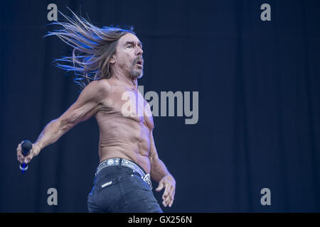 Iggy Pop fonctionne à l'île de White En vedette : Iggy Pop, James Newell Osterberg Où : île de Wight, Royaume-Uni Quand : 11 Juin 2016 Banque D'Images