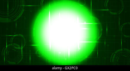 Résumé fond vert avec des lignes d'éclairage concept numérique. Banque D'Images