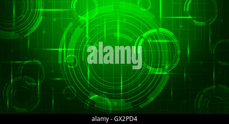 Résumé fond vert avec des lignes d'éclairage concept numérique. Banque D'Images