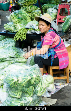 Un marché de légumes dans le quartier chinois, Bangkok Banque D'Images