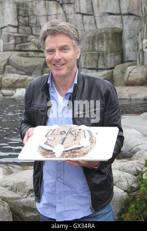 TV-allemand Jörg Pilawa présentateur célèbre walrus 'Loki' premier anniversaire au Tierpark Hagenbeck. Il a baptisé le morse de l'année dernière. Jörg Pilawa d' : où : Hambourg, Allemagne Quand : 15 Oct 2016 Banque D'Images