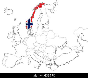 Carte de la Norvège Banque D'Images
