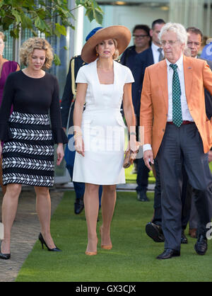 Amsterdam, Pays-Bas. 14Th Sep 2016. Reine Maxima des Pays-Bas assiste à la Postcode Lottery défi vert de la compétition internationale à partir des entrepreneurs à la durable "Westergasfabriek à Amsterdam, Pays-Bas, 14 septembre 2016. Photo : Patrick van Katwijk/ POINT DE dehors - PAS DE FIL - SERVICE/dpa/Alamy Live News Banque D'Images