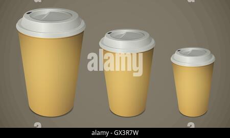 Trois tasses de café à emporter avec plafonds Illustration de Vecteur