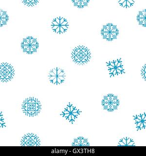 Flocons bleu motif. Pixel art. Illustration de Vecteur