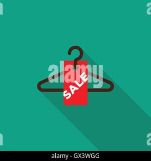 Vente tag avec cintre design plat, long shadow vector illustration Illustration de Vecteur