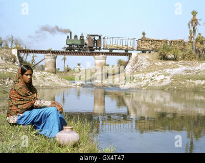 Moulin à Sucre Khatauli en Uttar, Inde, février 1981, avec une jauge de 600 mm Baldwin 4-6-0T, construit pour des opérations militaires pendant la Banque D'Images