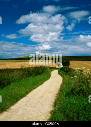 Le Ridgeway long distance path Uffington Castle sur l'approche fortin Whitehorse Hill dans le North Wessex Downs AONB. Banque D'Images