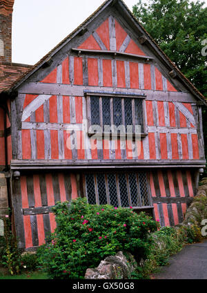 Weobley, Herefordshire, est sur le noir et blanc Village Trail 1695 : cette maison a un look plus authentique avec des pièces de bois de couleur pâle et l'aménagement intercalaire. Banque D'Images